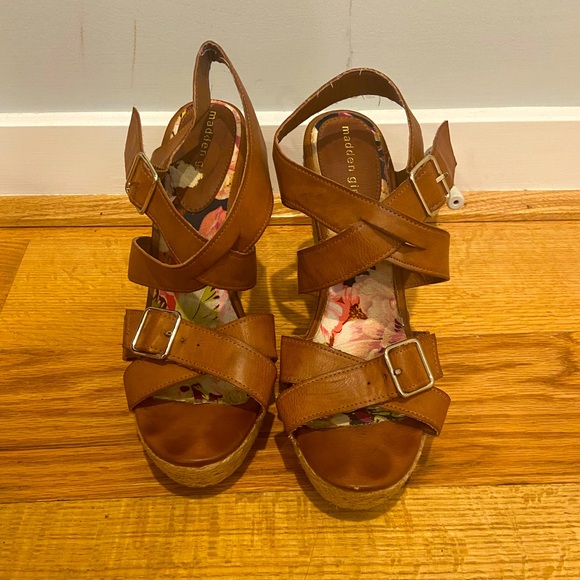 Madden Girl Shoes - Tan Wedges | Strappy | | Adjustable Buckle |